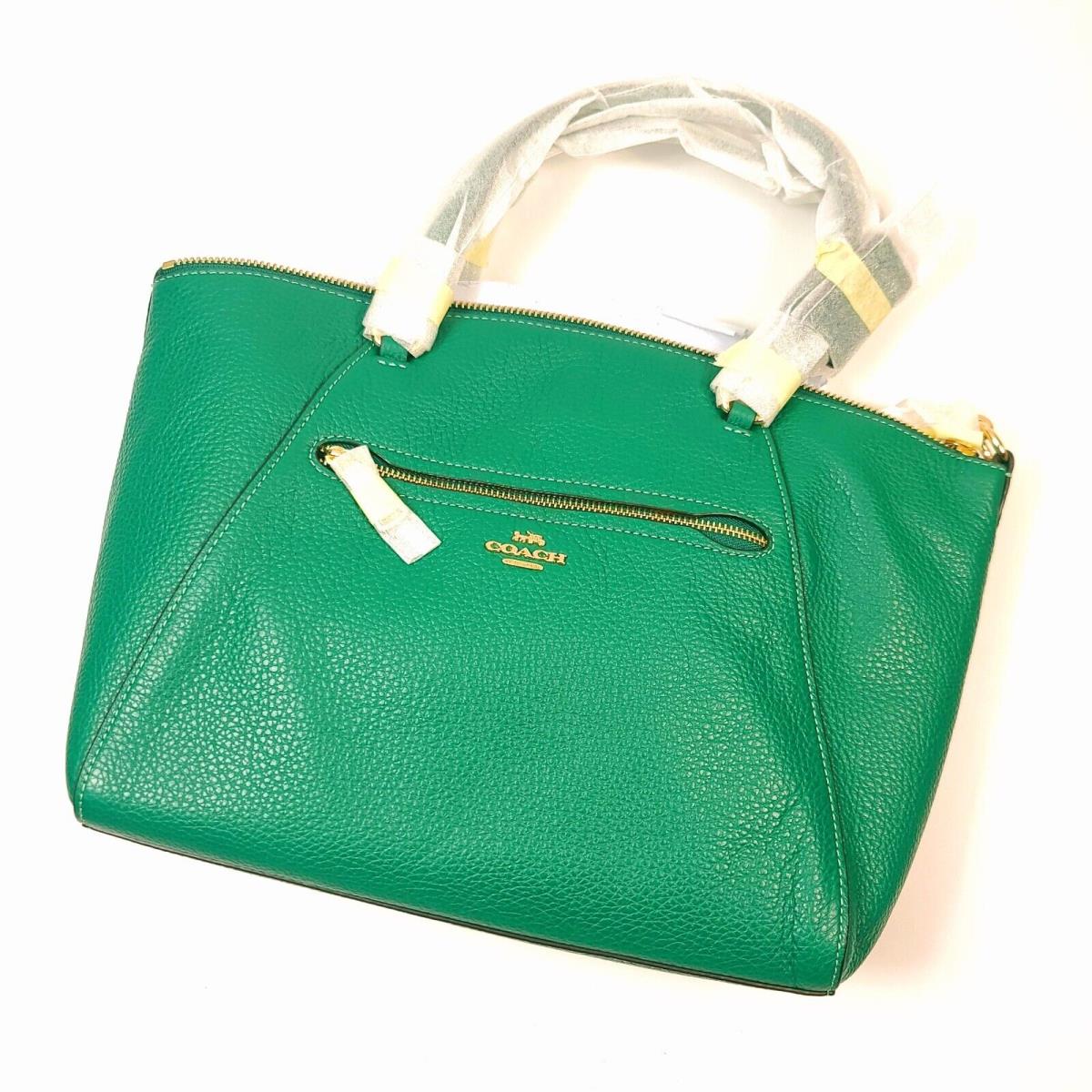 Coach Prairie Satchel Crossbody Leather Bag Bright Green Jade