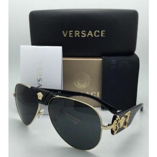 Versace Sunglasses VE 2150-Q 1002/87 Gold Black Aviator Frames W/grey ...