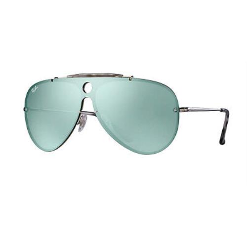 Rayban Blaze Shooter Sunglasses RB 3581N 003/30 32 Silver Dark Green