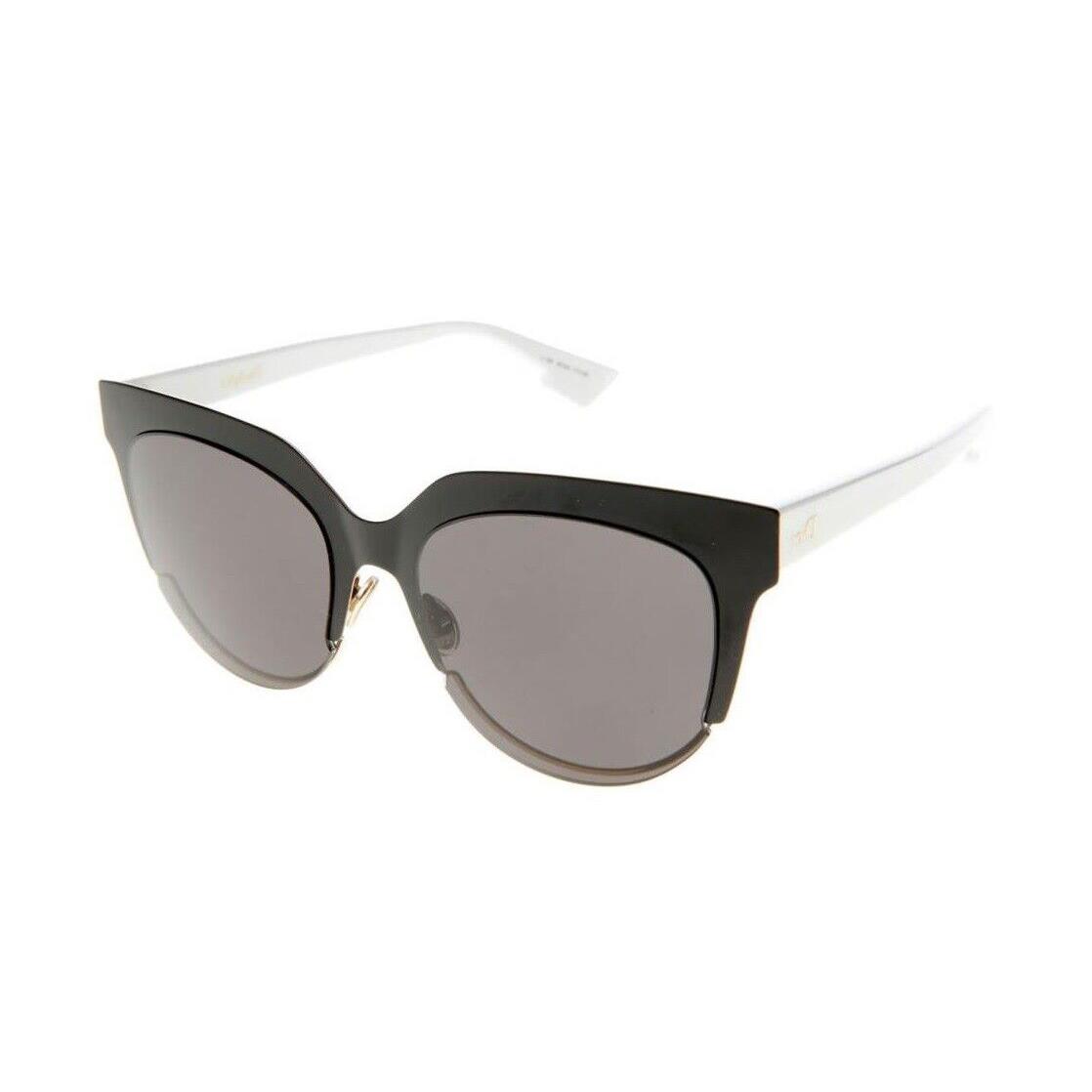 Christian Dior SIGHT2 0REV/Y1 Black White/gray Cat Eye Sunglasses - Black White Frame, Gray Lens