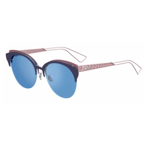 Christian Dior Dioramaclub 0FBX/A4 Matte Blue/pink Mirrored Sunglasses - Matte Blue/Pink Frame, Mauve Green Lens