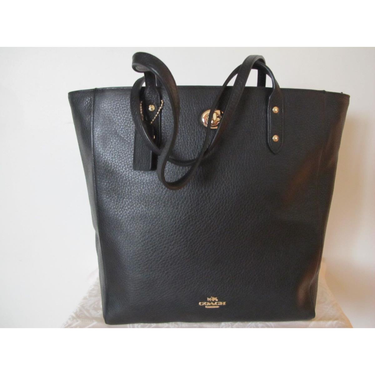 Coach Black Pebble Leather Tote Handbag Style F12184