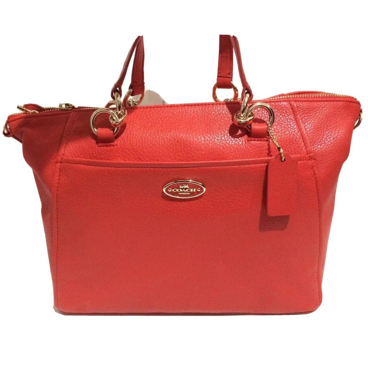 Coach Colette Pebbled Leather Satchel Crossbody Cardinalred Bag F34508 W/tag