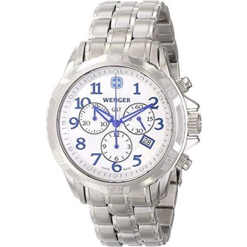 Wenger Men`s 78259 Chronograph White Dial Swiss Stainless Steel Bracelet Watch