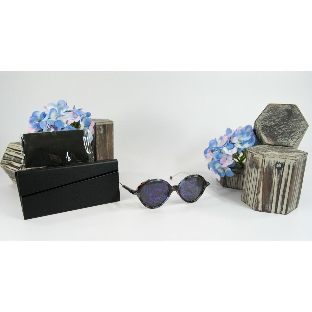 Christian Dior Omjn Blue Tortoise Purple Tropical Logo Sunglasses Case