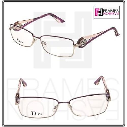 Christian Dior Volute Crystal CD3754 Silver Cyclamen Square 55mm Eyeglasses - O71, Frame: Silver Cyclamen