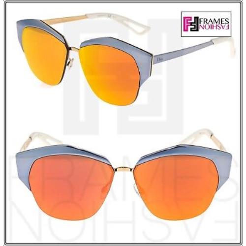 Christian Dior Mirrored Lilac Orange Metal Cat Eye Sunglasses Diormirrored