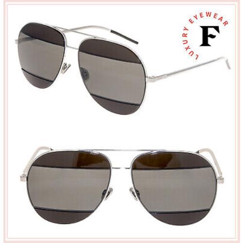 Christian Dior Split 2 Palladium Brown Grey Aviator Sunglasses Diorsplit Unisex