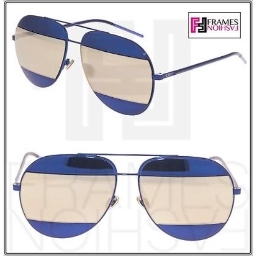 Christian Dior Split 1 Navy Blue Terracotta Mirrored Metal Sunglasses Diorsplit