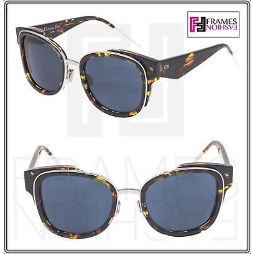 Christian Dior Verydior 2N Brown Tortoise Silver Blue Oversized Limited Sunglass