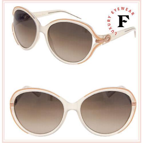 Christian Dior Diorelle 1 Oversized White Brown Peach Metal Elle Sunglasses