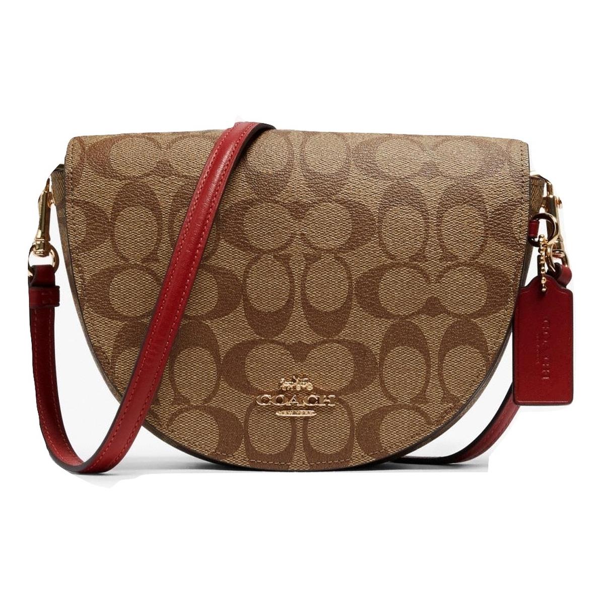 Coach Ellen Crossbody Bag in Signature Canvas Im/Khaki/1941 Red Msrp: