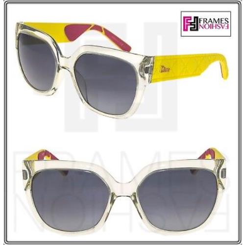 Christian Dior Mydior 3R Crystal Yellow Rubber Signature Sunglasses MYDIOR3R - SEJHD, Frame: Yellow Crystal Pink, Lens: Grey