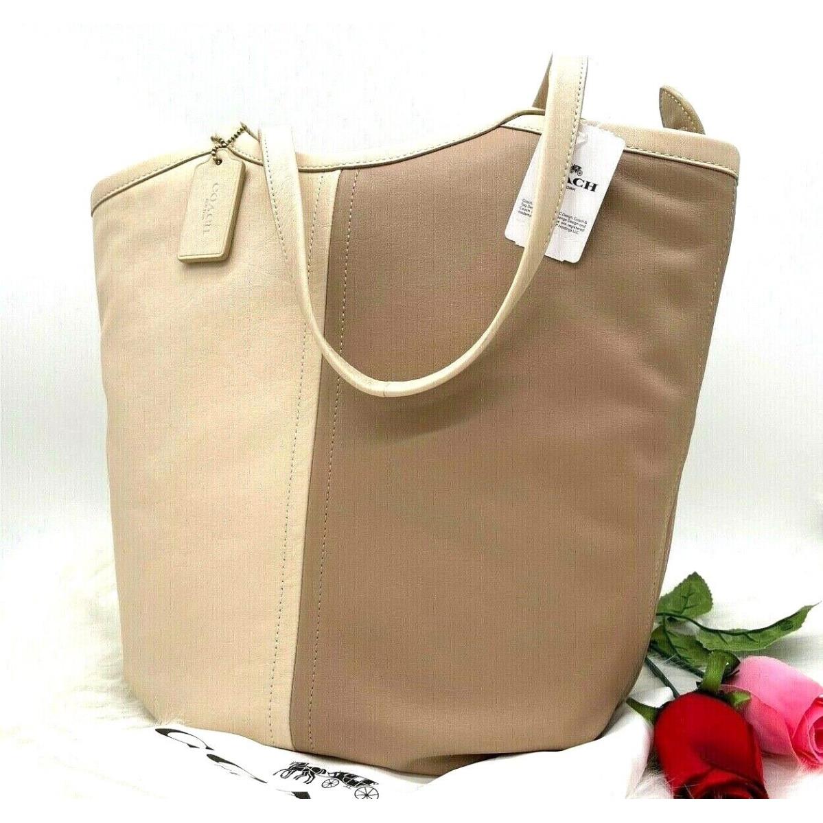 Coach Bea Medium Colorblock Leather Tote Shoulder Bag In Ivory/multi