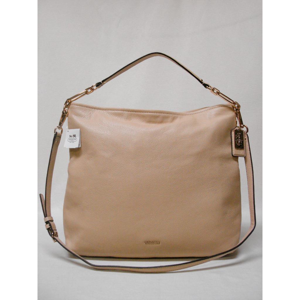 Coach Madison Pebbled Leather Hobo Purse Handbag 27858 Tan