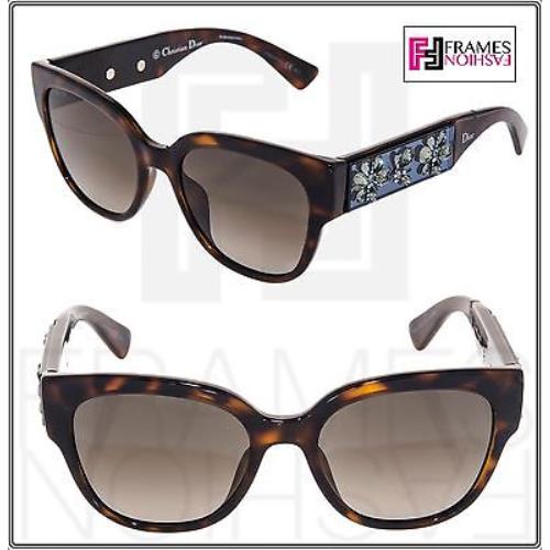 Christian Dior Mercurial Brown Havana Crystal Floral Mirror Sunglasses Optyl