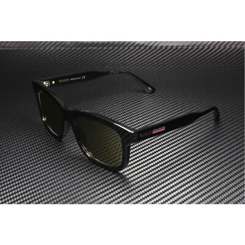 Gucci GG0824S 006 Rectangular Squared Black Shiny Brown 55 mm Men`s Sunglasses - Frame: Black, Lens: Brown