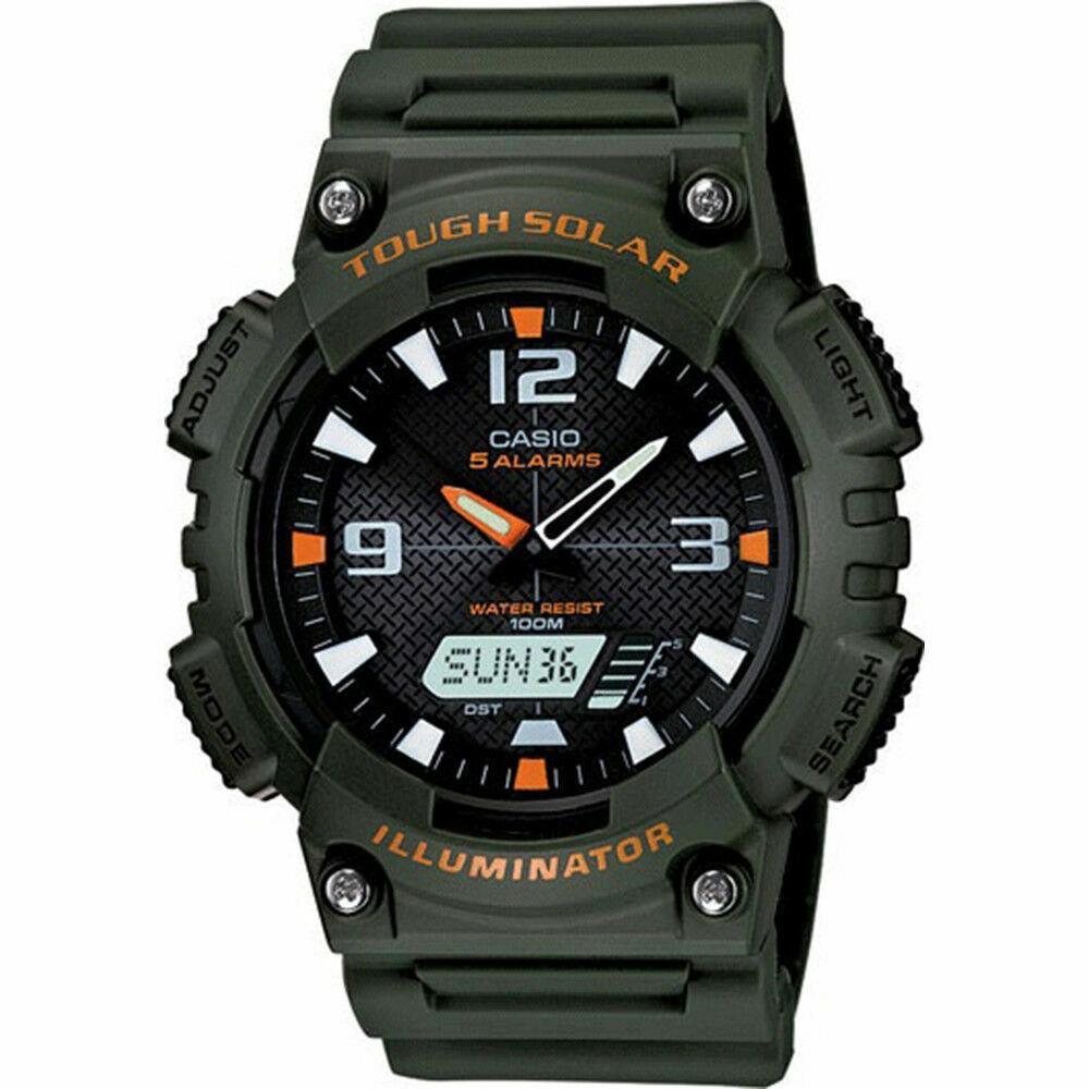 Casio Men`s Green Solar Analog Digital World Time Watch AQS810W-3AV