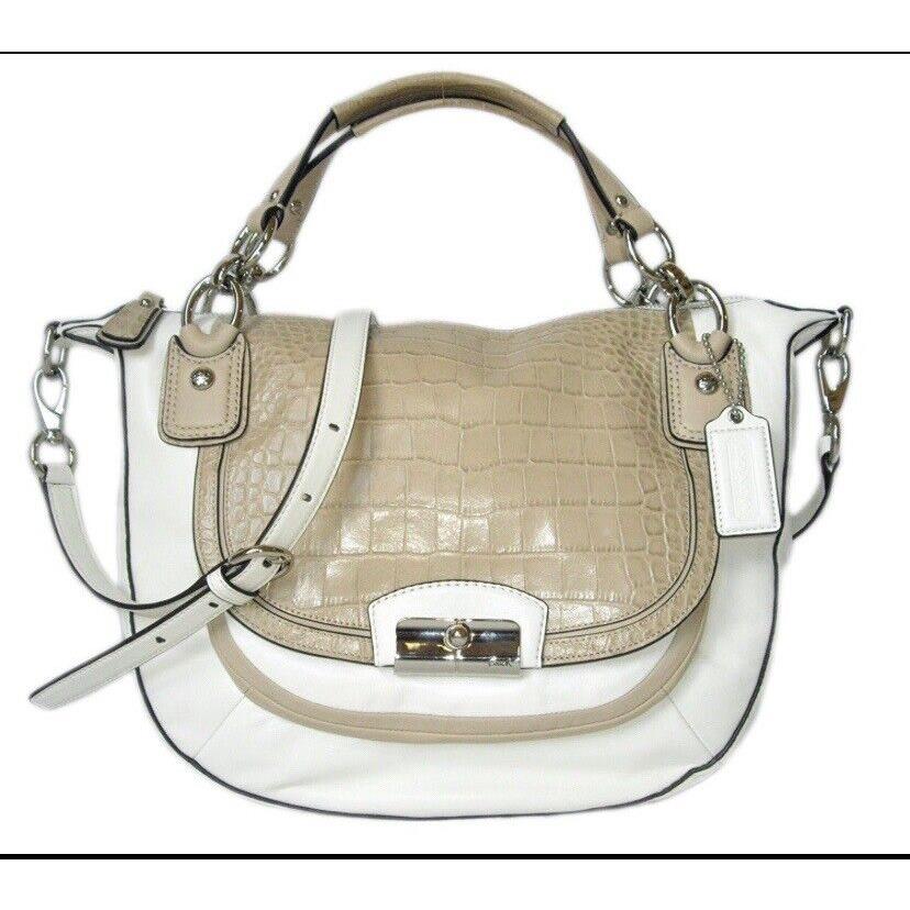 Coach Kristin Spectator Leather Round Satchel Parchment Taupe Multi F22510