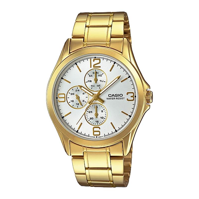 Casio MTP-V301G-7AUDF Analog White Dial Stainless Steel Gold Color Men`s Watch