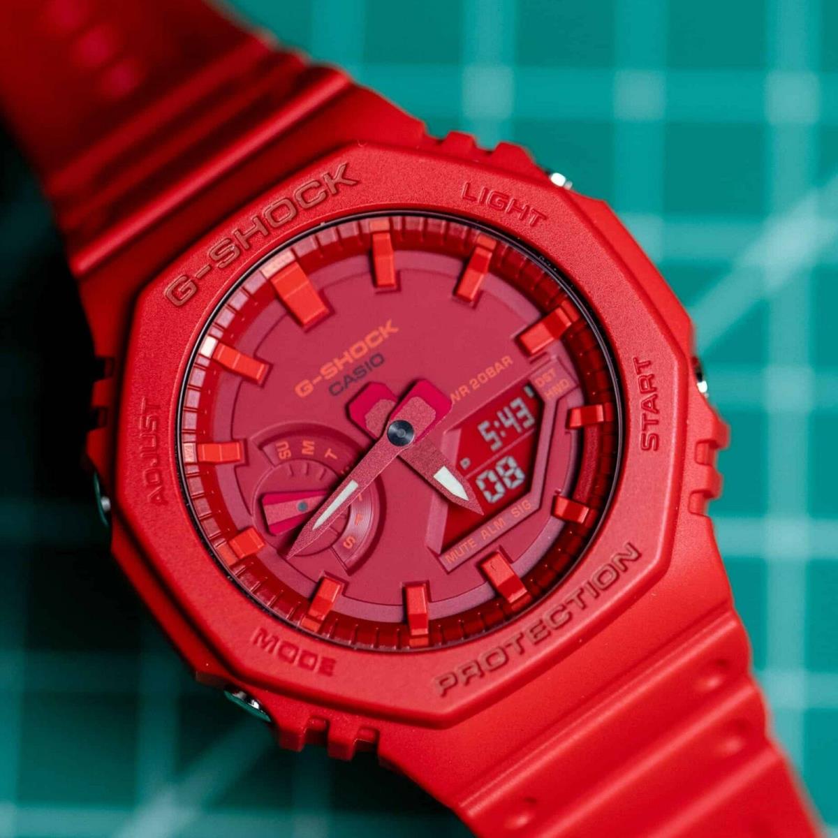 G-shock GA2100 Carbon Core Guard Ana-digi Red Out Watch