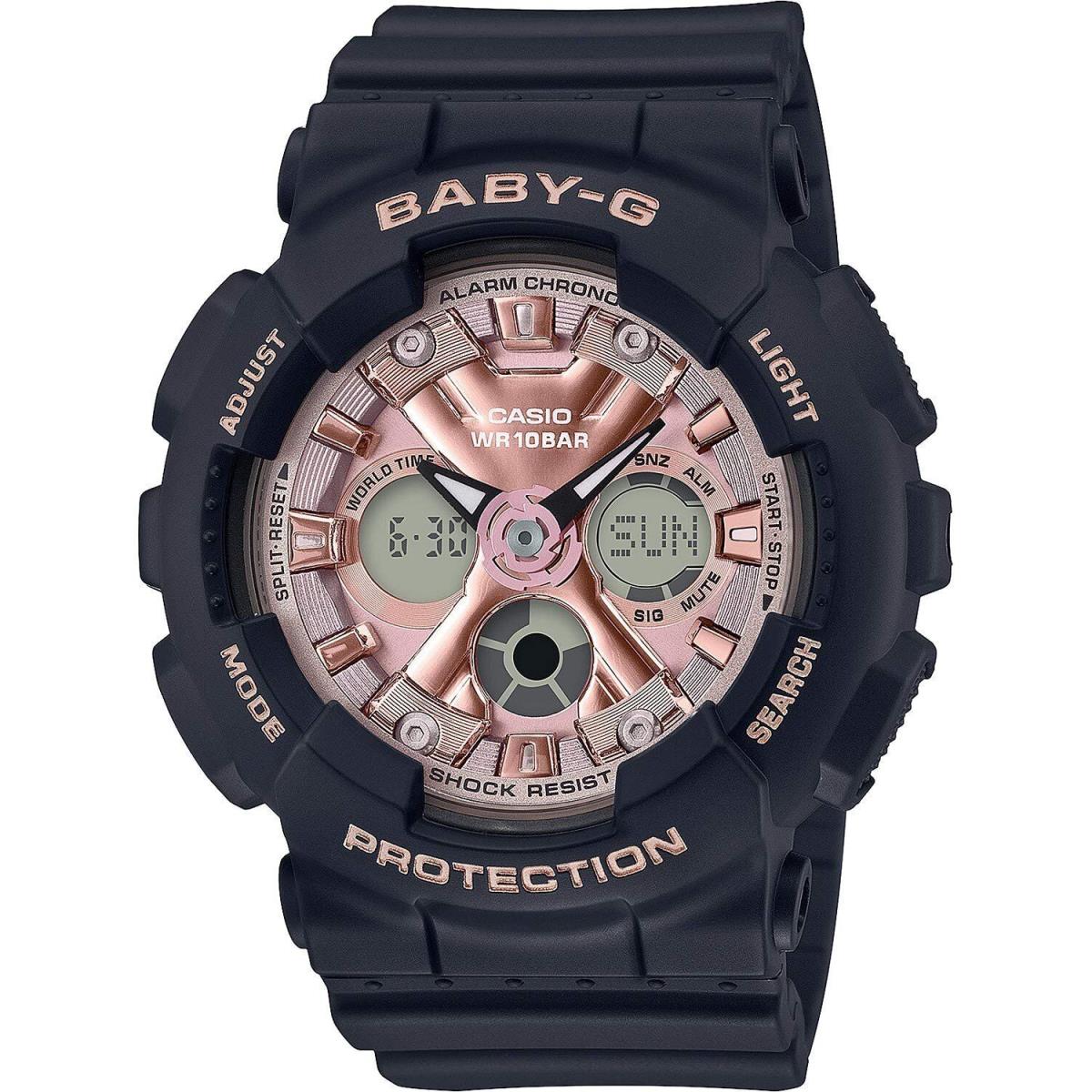 Casio Baby-g BA-130-1A4 Women`s Watch Digital/analog Pink Dial Black Band