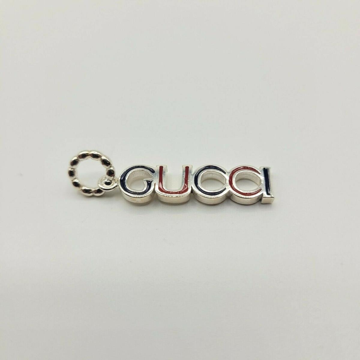 Gucci Silver Logo Charm with Black and Red Logo Letters 461807 9098