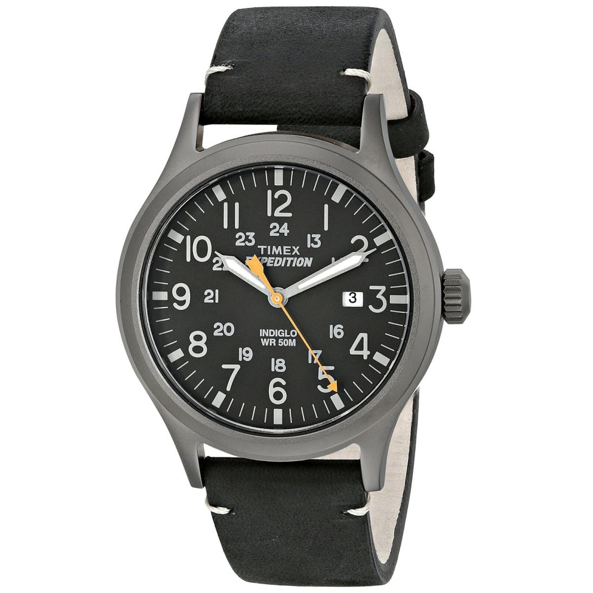 Timex Men`s TW4B01900 Expedition Scout 40 Black Leather Strap Watch