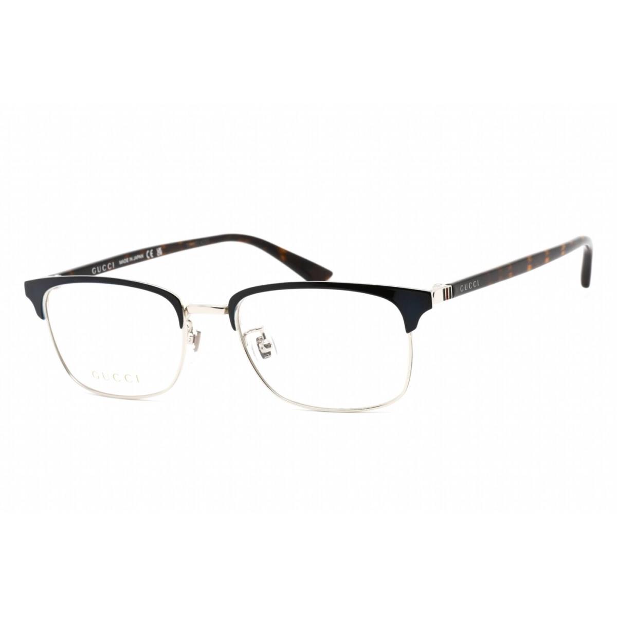 Gucci Men`s Eyeglasses Blue Havana Acetate Rectangular Shape Frame GG0131O 003