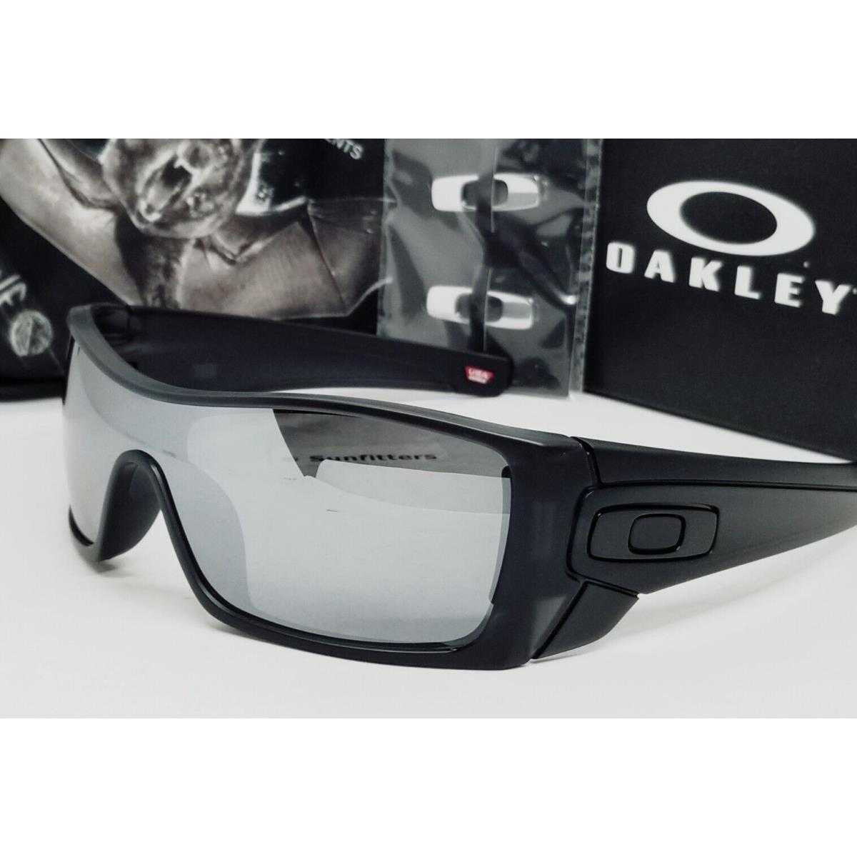 Custom Oakley Black Batwolf + Aftermarket Chrome Polarized Sunglasses - Frame: Black, Lens: Silver