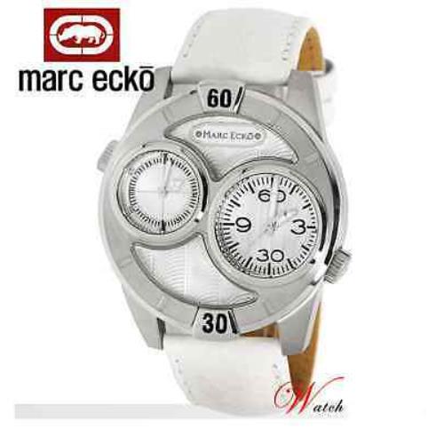 Marc Ecko Men`s 2 Times White Leather Watch E16584G3