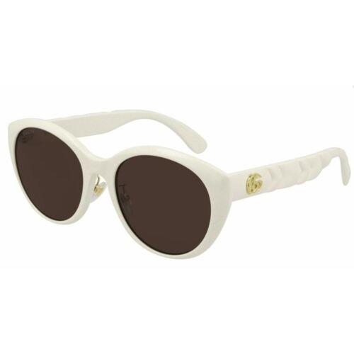 Gucci GG0814SK 002 Ivory Brown Cat Eye Women`s Sunglasses 56 mm