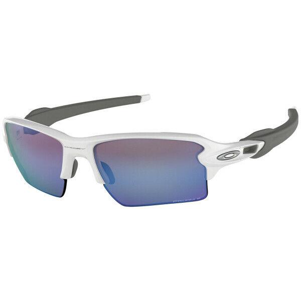 Oakley Flak 2.0 XL Polished White Polarized Blue Prizm Sunglasses OO9188-82 59