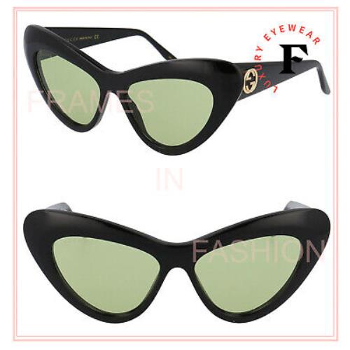 Gucci 0895 Black Green Cat Eye Runway Gg0895s 003 Fashion Chunky Sunglasses