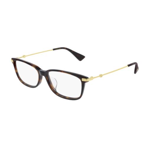 Gucci GG 0759OA 002 Havana Gold Rectangle Women`s Eyeglasses