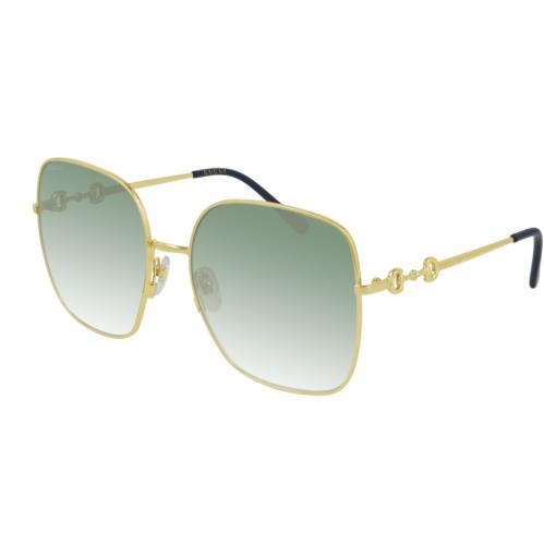 Gucci GG 0879S 003 Gold/green Gradient Square Women`s Sunglasses