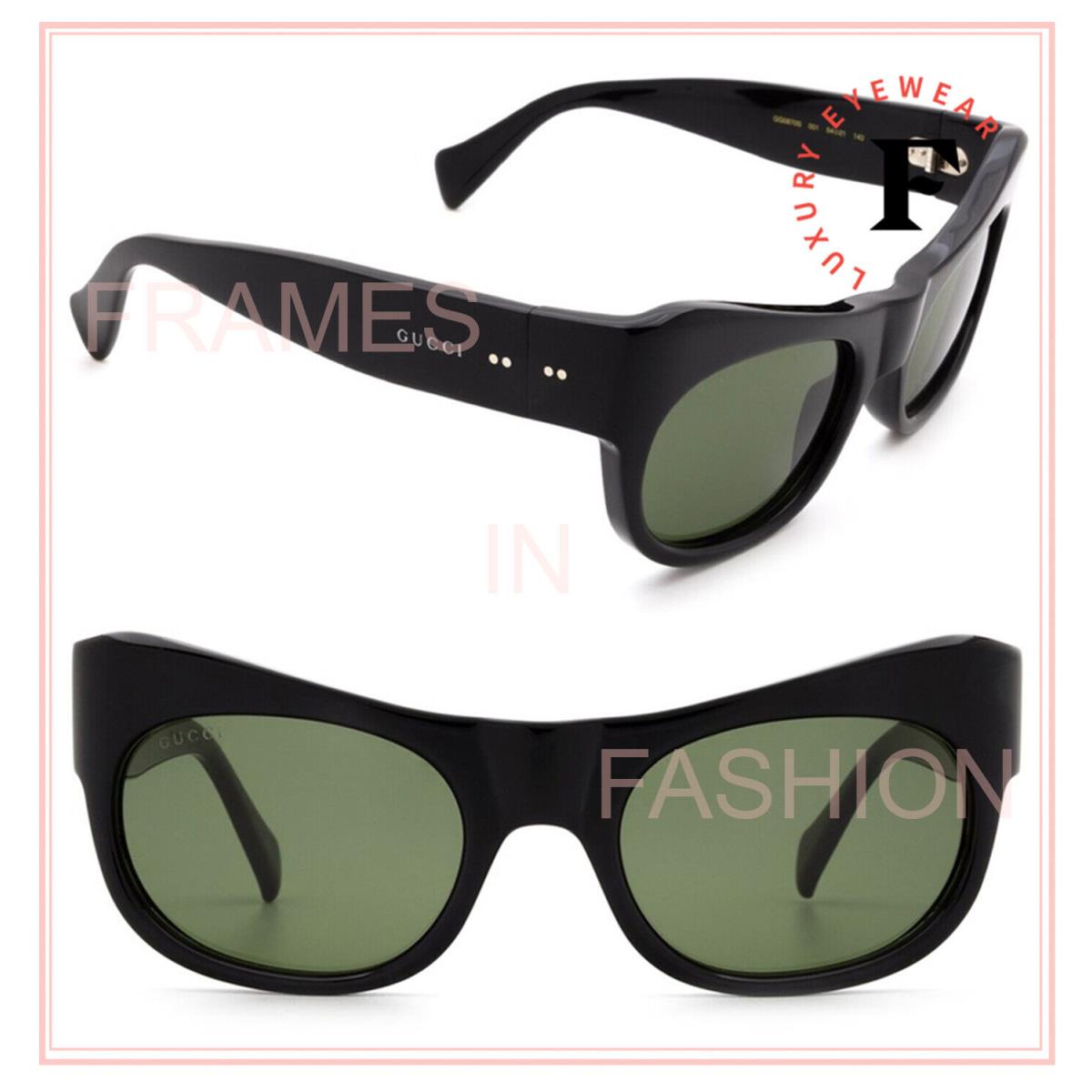 Gucci 0870 Black Green Rectangular Runway Unisex Gg0870s 001 Fashion Sunglasses