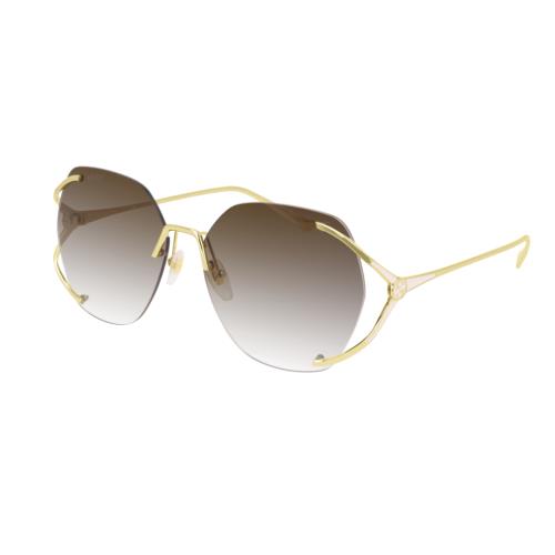 Gucci GG 0651S 003 Gold/brown Gradient Oval Women`s Sunglasses
