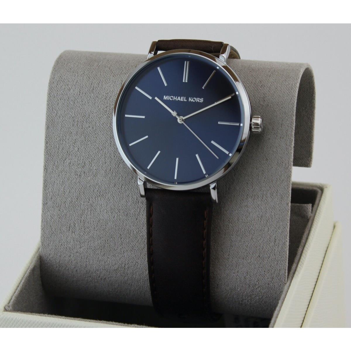 Michael Kors Auden Silver Blue Brown Leather Men`s MK7146 Watch - Michael  Kors watch - 796483482098 | Fash Brands