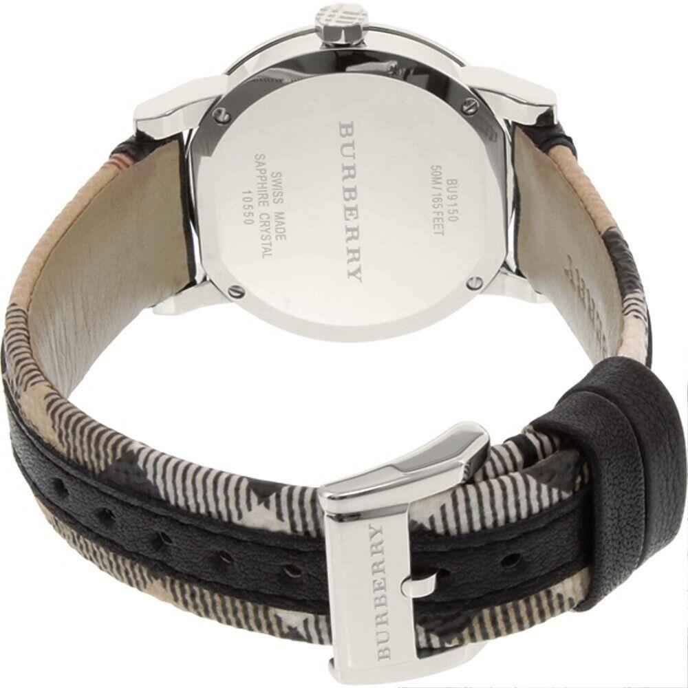 Burberry The City Haymarket Check Black Leather BU9150 - Dial: Silver, Band: Black, Brown