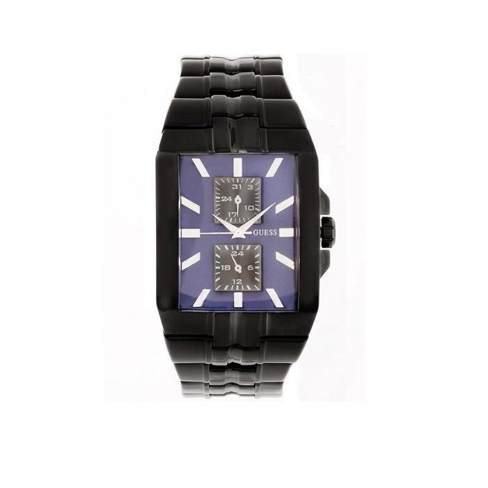 Guess Watch Steel Black IP Blue Dial Men`s Multi Functional Date U13525G2