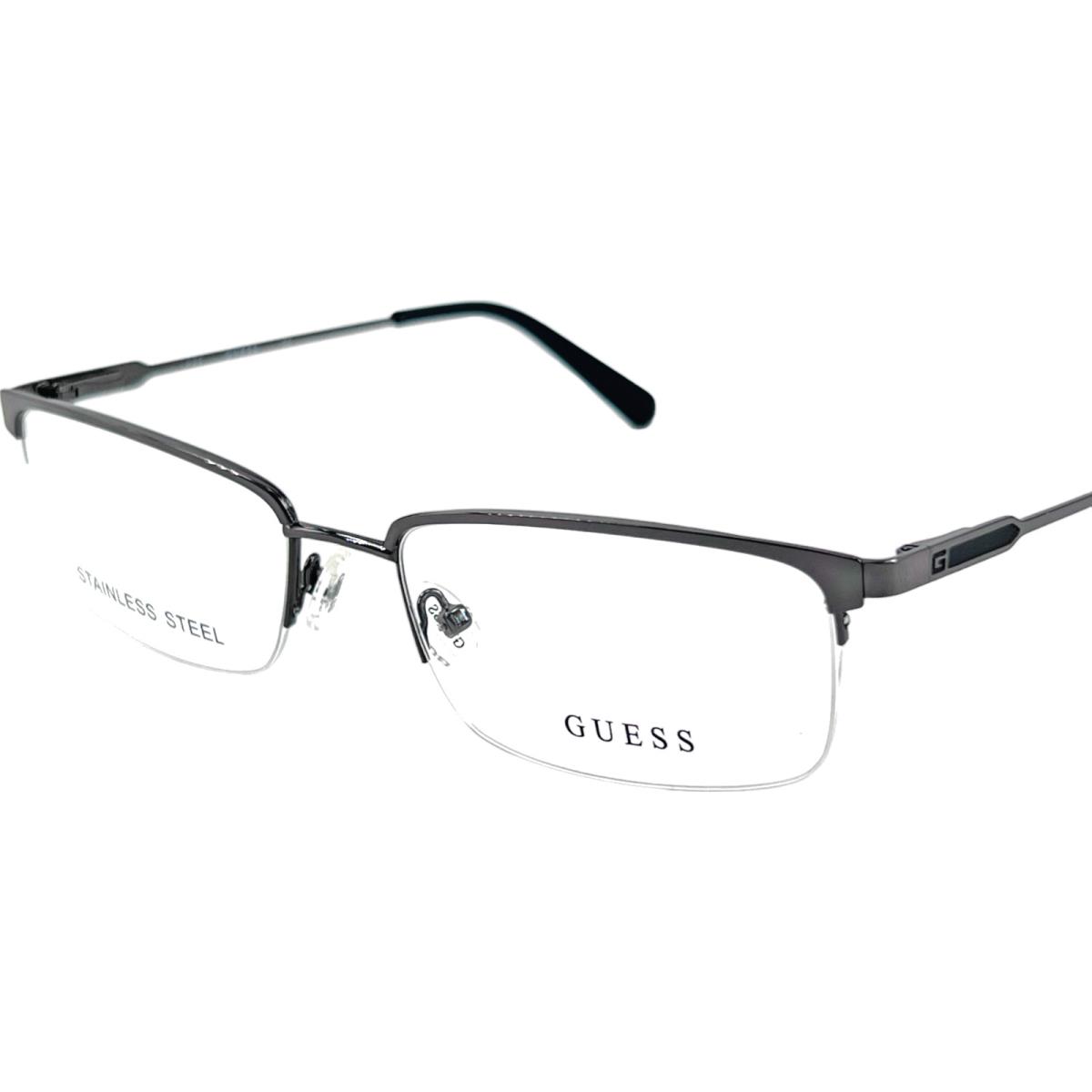 Guess GU50005 Men`s Semi Rimless Eyeglass Frame 008 Shiny Gunmetal 54-18 W/case