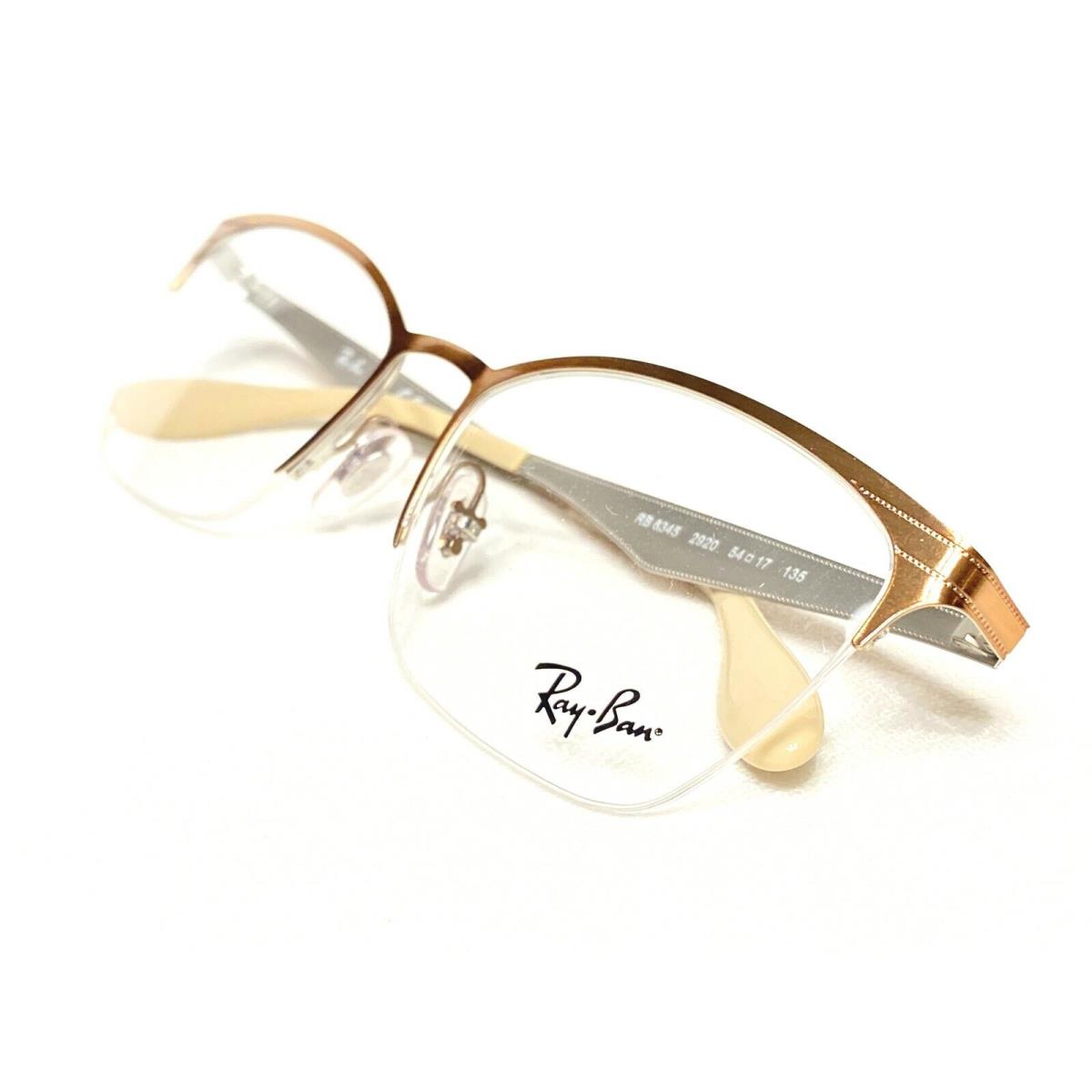 Ray Ban RB6345 2920 Brown Half Rim Modern Eyeglasses Frames 54/17 135