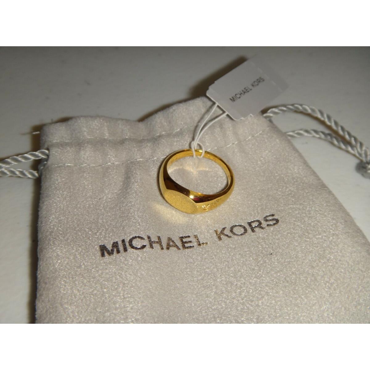 Michael Kors Custom MK Yellow Gold 925 Sterling Silver Ring MKC1205AA7107 Size 7