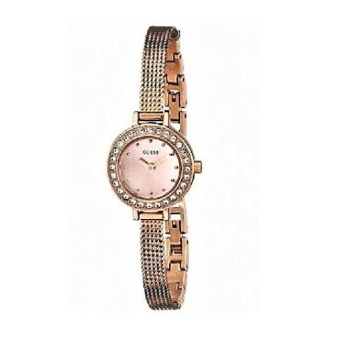 Guess G-link Rose Gold Tone Crystals Thin Mesh Bracelet Petite WATCH-U0133L3