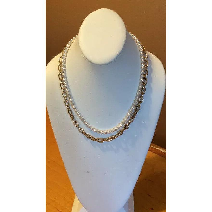 Michael Kors Grey Artificial Pearl Stand TO Choker Necklace D33