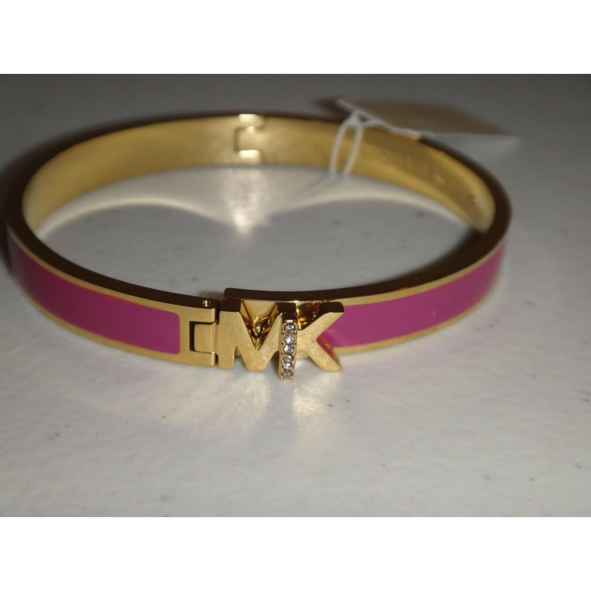 Michael Kors Haute Rose Gold Hot Pink Enamel Bangle Bracelet MKJ7705710 + MK Box