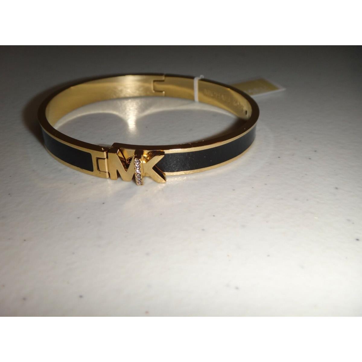 Michael Kors Haute Yellow Gold Black Enamel Bangle Bracelet MKJ7694710 +mk Box