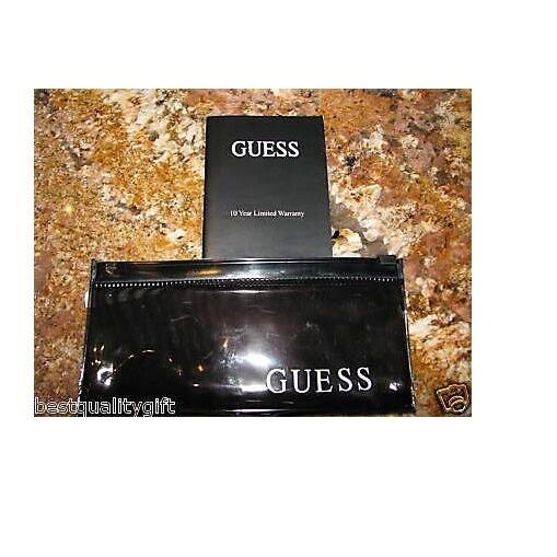 Guess Black Tone Swarovski G Logo Patent Leather Cuff Band WATCH-U15088L1