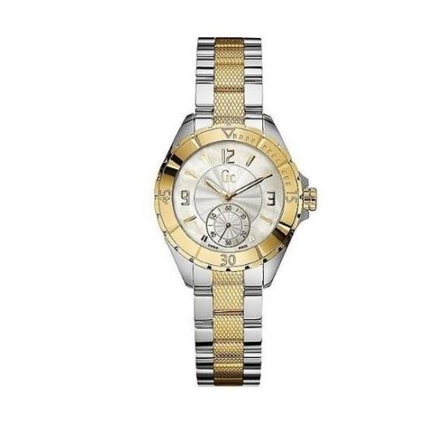 GC Guess Collection 2 Two Tone Gold Silver Knurled+mop Swiss Watch G70002L1+BOX